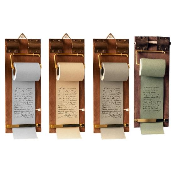 Vintage Scroll Pad with Wooden Roller Tear-Off Memo Paper Dispenser Reusable Hanging Note Board for Home Office