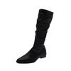 Pile boots women's boots 2025 new spring and autumn retro but knee thin solid color thick heel knight boots