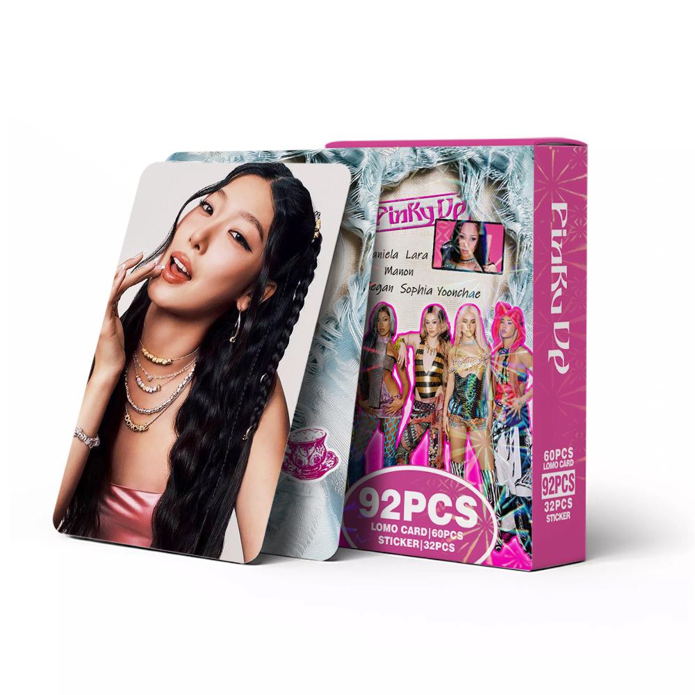 Katseye Pinky Up Lomo Card Pack 92Pcs Total 60Pcs Group Solo Photocards + 32Pcs Mini Stickers Fans Collection Gift