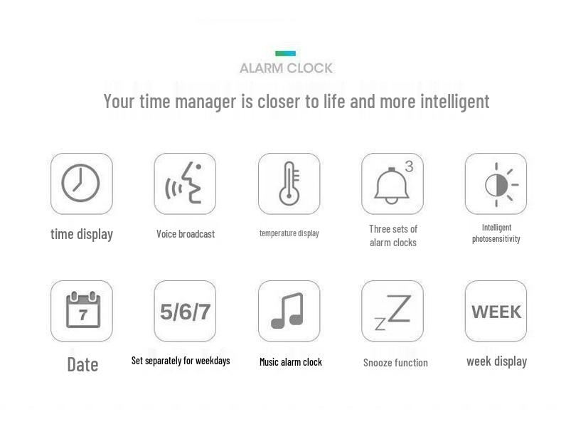 Multifunctional Smart Alarm Clock for Students and Children, Wake-Up Tool, Desktop Clock for Boys and Girls