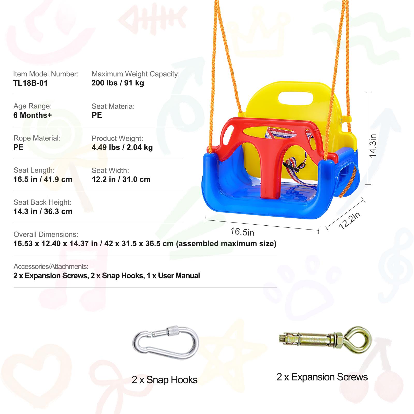 

SucceBuy Качели-тарелка 750 фунтов Качельное сиденье 2 подвесных ремня для дерева Регулируемые многожильные веревки Круглые качели Детские уличные