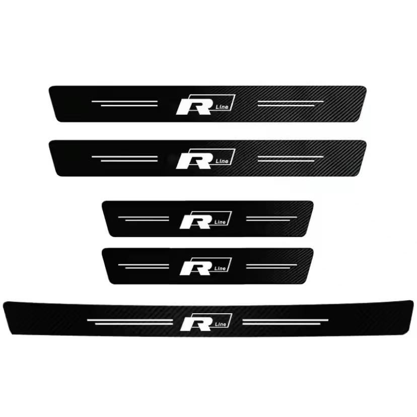 Auto Door Sill Carbon Fiber Car Sticker Protector Strip Waterproof Protect Film For VW GTI Polo Golf GTI Passat Tiguan Hub Cap