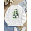 European sizes Cute Panda Clover Stack Girls' Fashionable Crewneck Sweatshirt, Western Style Top, Children's Long Sleeved Casual T-Shirt