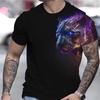 Men's T-shirt with 3D Animal Graphics T-shirts Everyday T-shirts with Round Neckline  Short 6XL