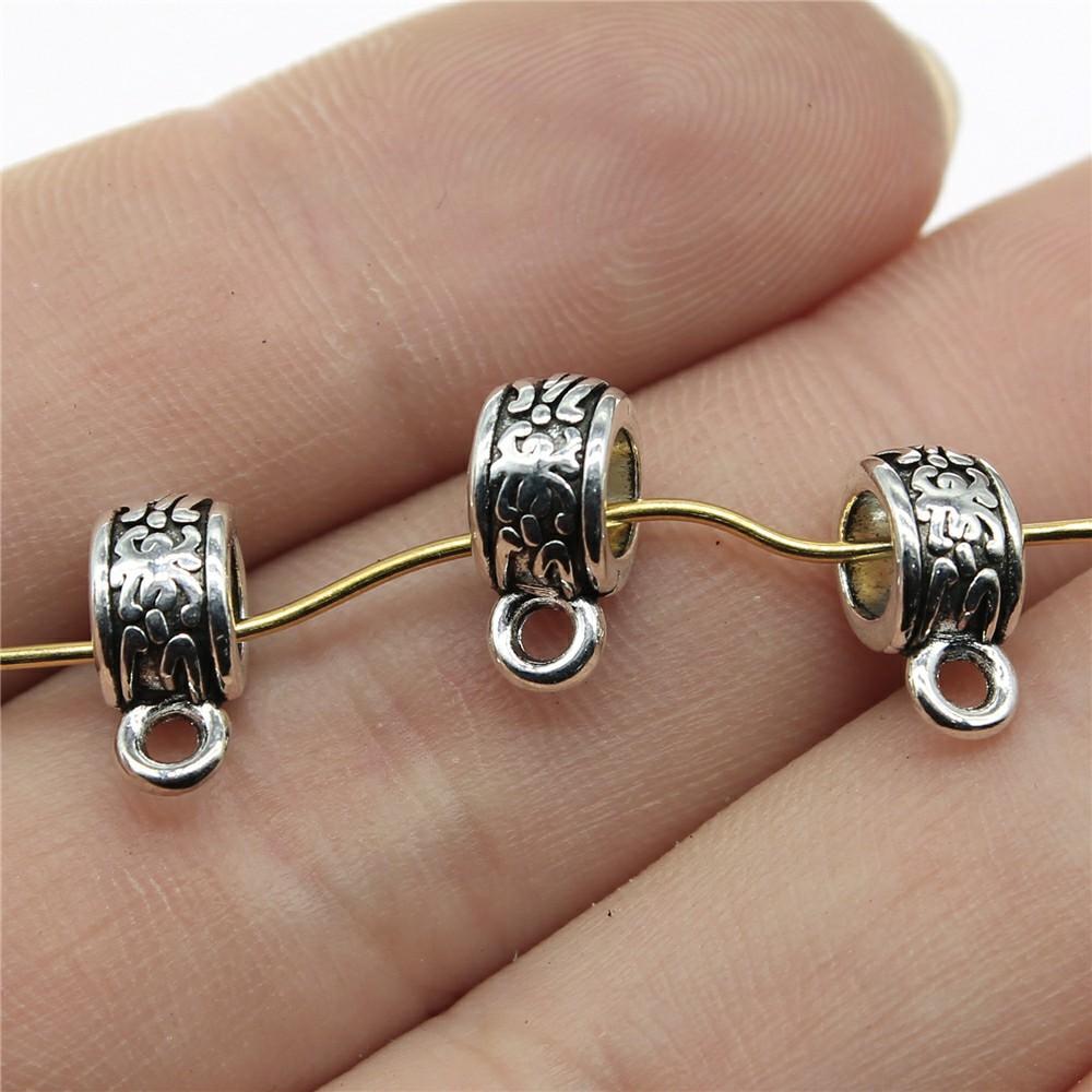 20pcs Bails Beads Connector Charms Jewelry Findings DIY Bails Beads Charms Connector Wholesale Antique Silver Color