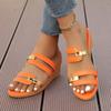 Women's Slope Heel Slippers  Summer European and American Large Size New Color Matching Fish Mouth Beach Cool Slippers Women