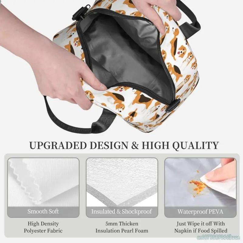 Cute Beagle Dog Insulated Lunch Bag Water Resistant Bento Tote Bag Reusable Thermal Lunch Box for Work School Picnic Travel