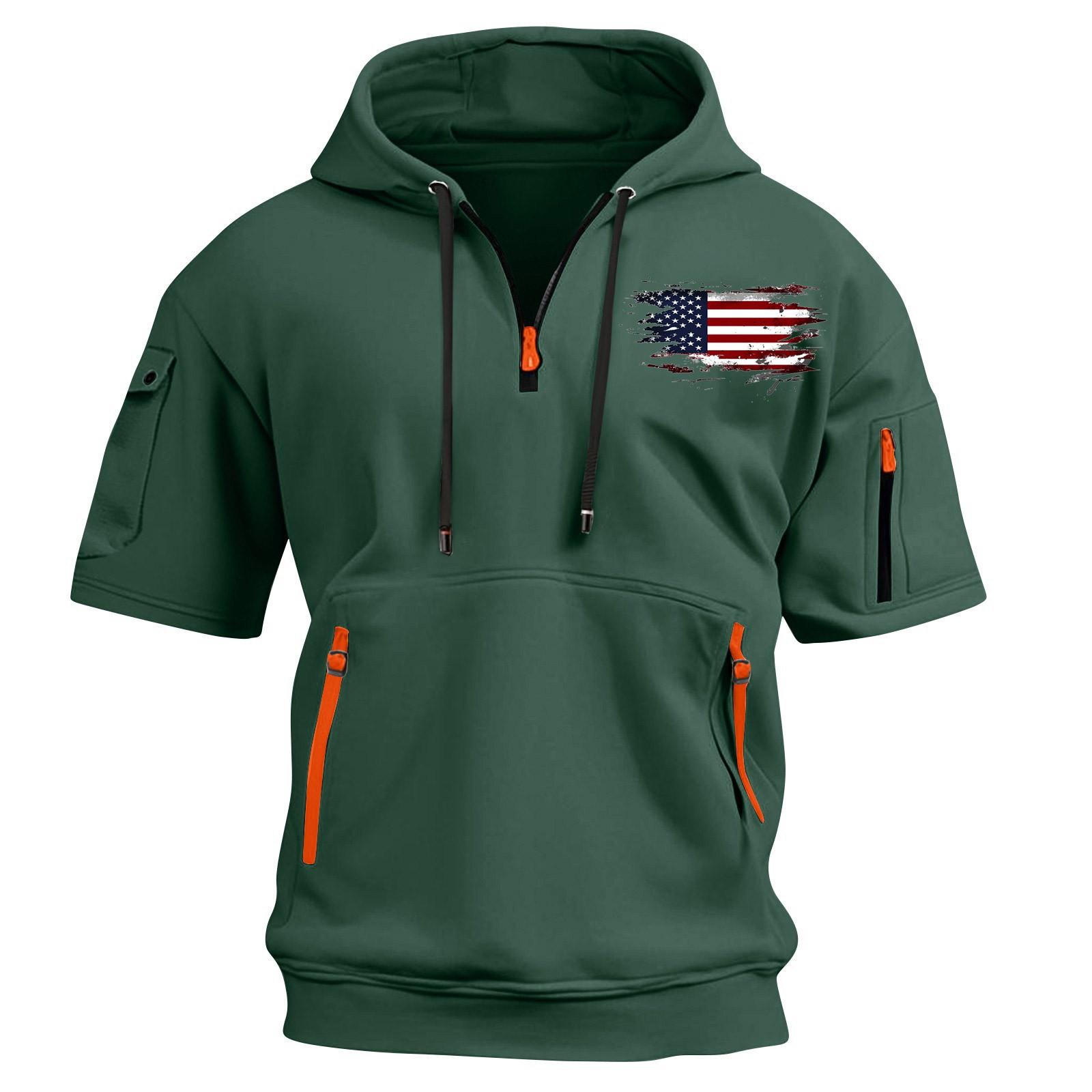 

Мужской повседневный свитер с короткими рукавами и капюшоном XXL