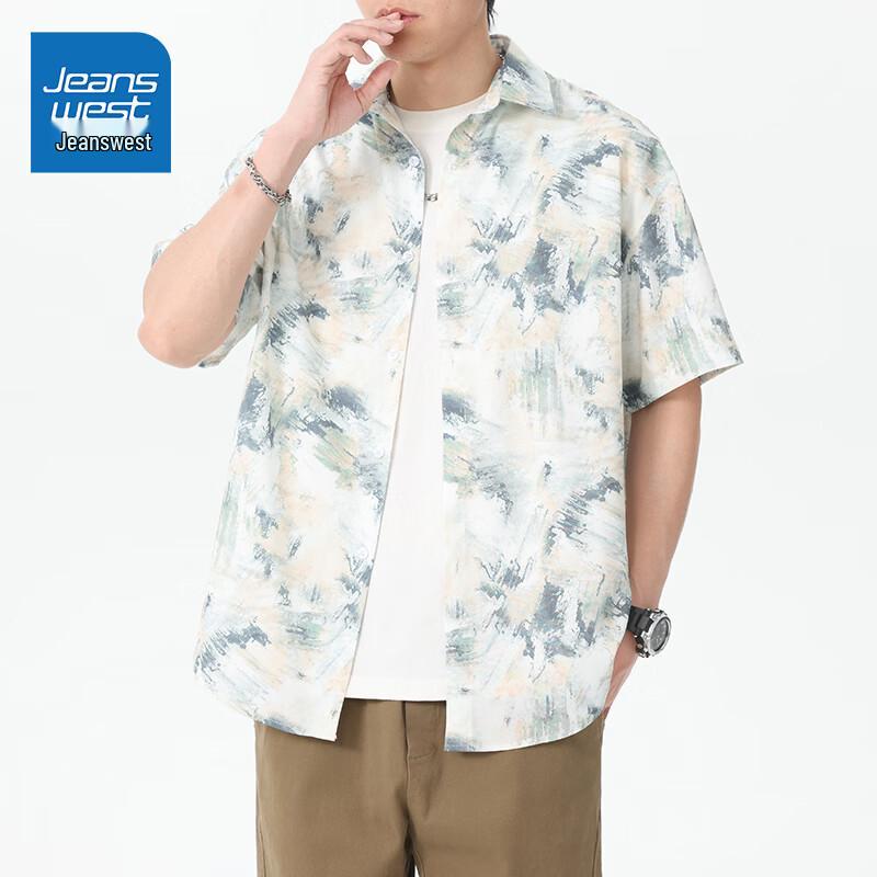 Jeanswest Men s Summer Tie-Dye Loose Short-Sleeve Shirt XL