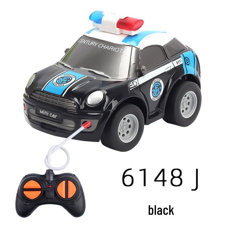 Cartoon Police Car Toy: Electric Remote-Controlled, Four-Way Movement, Cute and Fun Gift for Kids