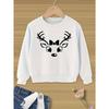 European Sizes Kids Casual Crew Neck Reindeer Sweatshirt - Knit Fabric with Slight Stretch, Long Sleeve Regular Fit Pullover - Cartoon Pattern