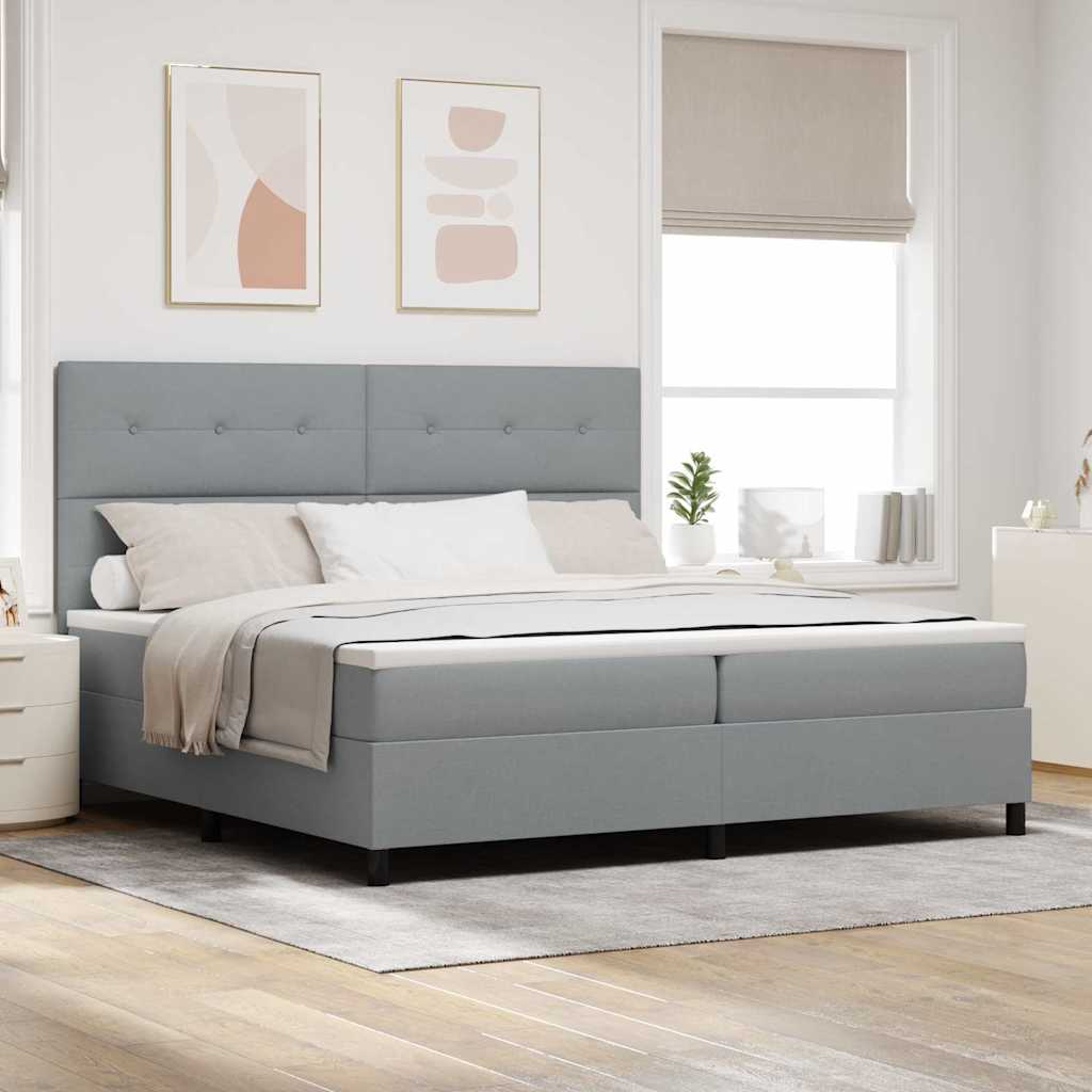 Upholstered Bed with Headboard Light Gray 200 x 200 cm Fabric