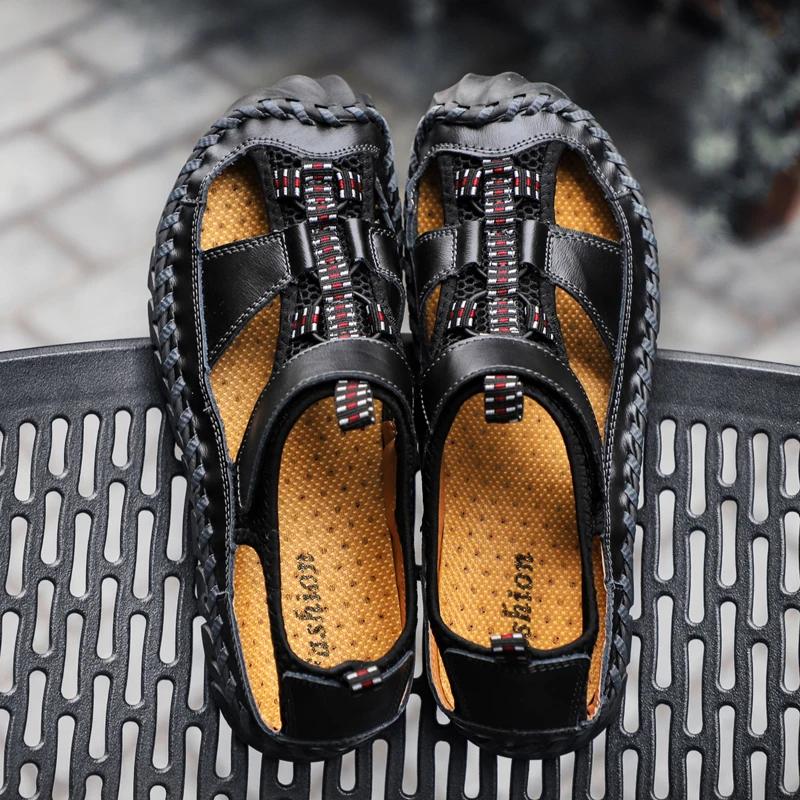 Fashion Summer New Men's Thick Bottom Slippers Large Size Hand Sewn Rubber Low Anti Slip Soft Bottom Outdoor Beach Sandals Hot Selling