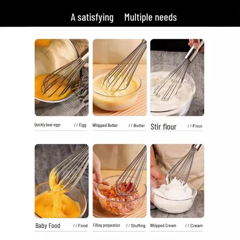 Stainless Steel Manual Egg Whisk for Baking