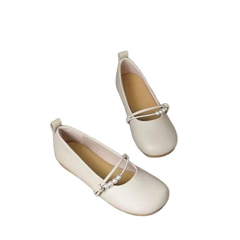 Mary Jane Women's Spring and Summer New Models with Skirts, Small Leather Shoes, Flat-soled Soft-soled Doudou Single Shoes, Thick Heels
