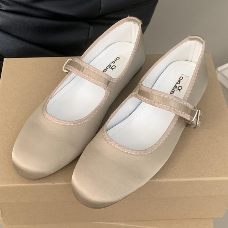 Comfort Satin Soft Sole Ladies Mary Jane Shoes Fashion Round Toe Shallow Women Flats Elegant Buckle Prom Designer Ballet Shoes