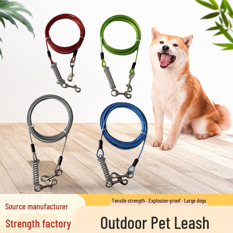 

Retractable Steel Wire Dog Leash with Stake and Buffer for Large Dogs 4mm x 2m