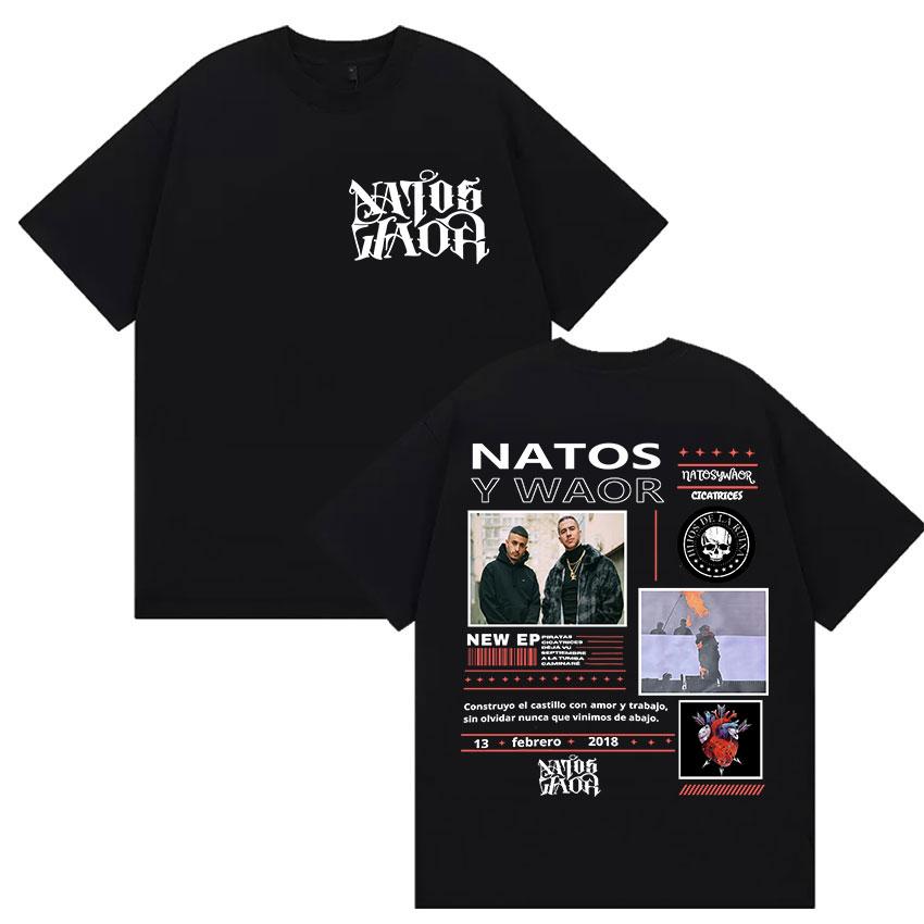 Rapper NATOS WAOR Tour 2025 Merch Graphic T Shirts Unisex Street Punk Hip Hop Short Sleeve Tshirt Unisex Retro Style Clothing Tees