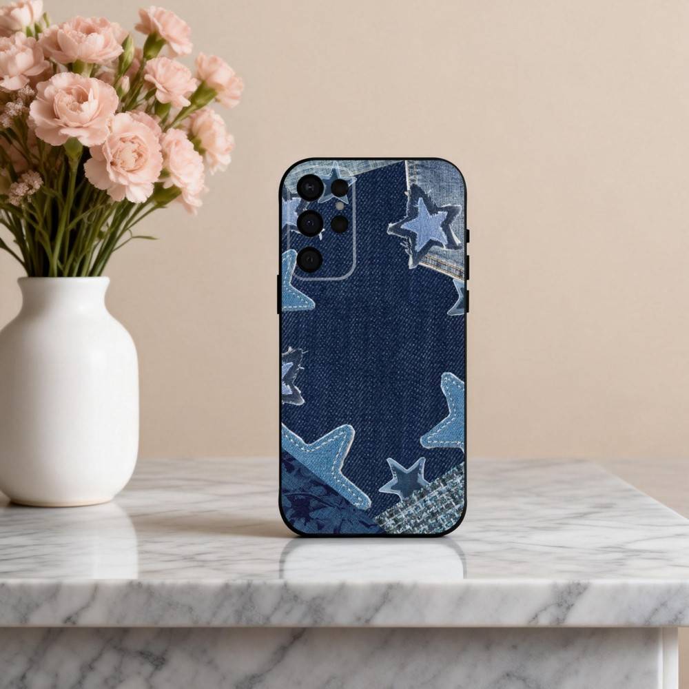 R-Retro D-denim patches  Phone Case For Samsung S25,24,23,22,30,21,10,9,Ultra,Plus,Lite,FE,4,5 G Soft Black Case