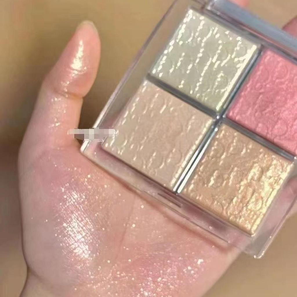 Four-Color Highlight & Contour Palette - Matte, Brightening, Glitter Finish for Eyes and Nose