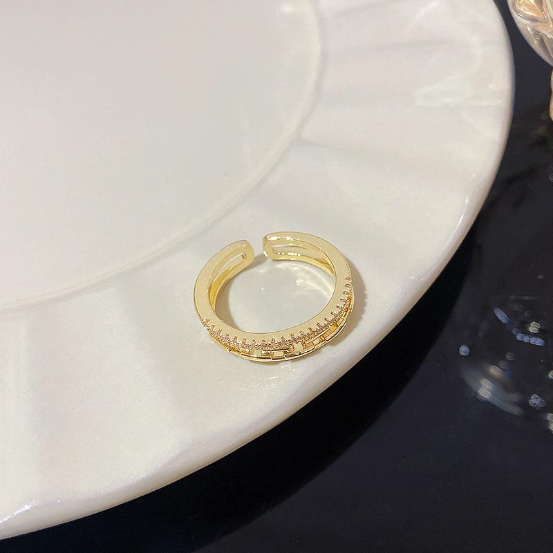 Micro zircon double ring women's light luxury index finger ring Internet celebrity hand