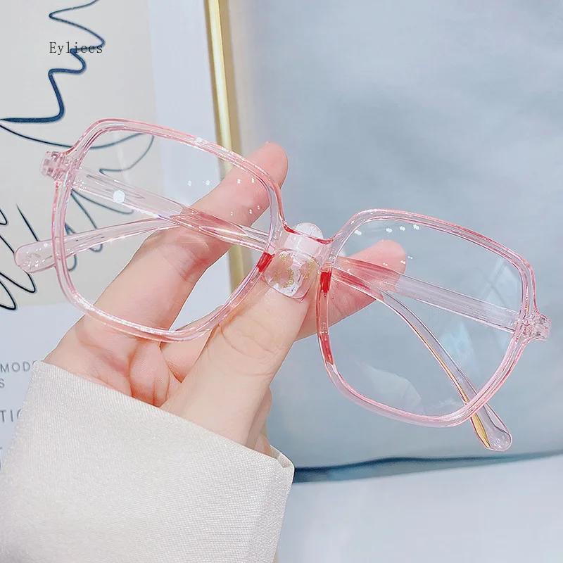 

Myopia Spectacles Anti-Blue-Ray Nearsighted Spectacles Female New Large Frames Korean Transparent PInk Frames Spectacles -0.5 to -6.0 0