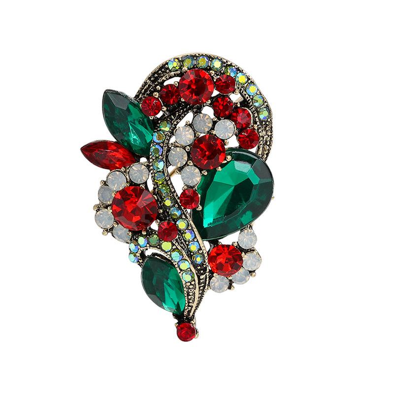 Fashion High-end Brooch Female Retro Design Niche Full of Diamonds, Plants, Flowers, Crystal Brooch Jewelry, Pin Buckle