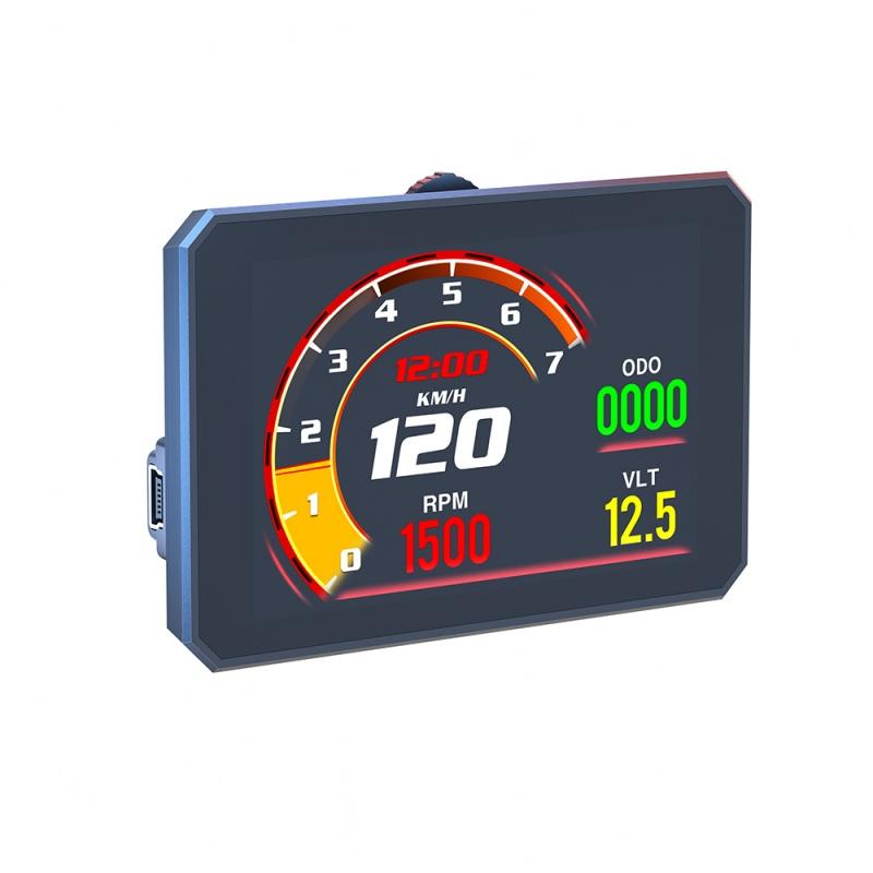 P16 Car Hud Obd2 Lcd Meter Head Up Display Speedometer Kmh,Mph Tachometer Water Temp Fuel Consumption Turbo Pressure
