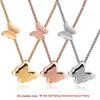 Stainless Steel Double Layer Frosted Butterfly Necklace