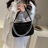 Bow Embroidery Women's Phone Shoulder Bags Thread Design Casual Ladies Underarm Bag Portable Pearl Chain Handbags Purse