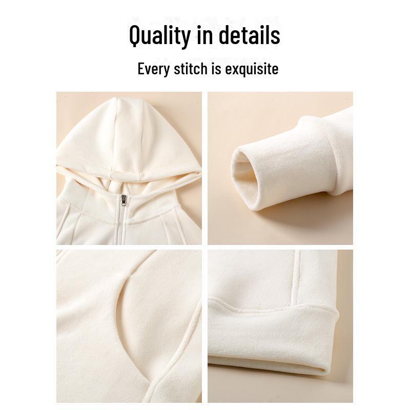 Women's Slim Fit Polar Fleece Hoodie - Double-Faced, Thickened Sports Cardigan for Autumn & Winter