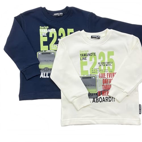 Kiejun Kids' JR Yamanote Line Train E235 JR East Railroad Crossing Sweatshirt, Long Sleeve, Boys, 100-130cm, K660 (110, Off-White)