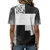 Camicia da Donna a Maniche Corte in Cotone e Lino Henley con Bottoni Collo Casual Vestibilità Larga Blusa Stampata Comoda Leggera Top Estivo