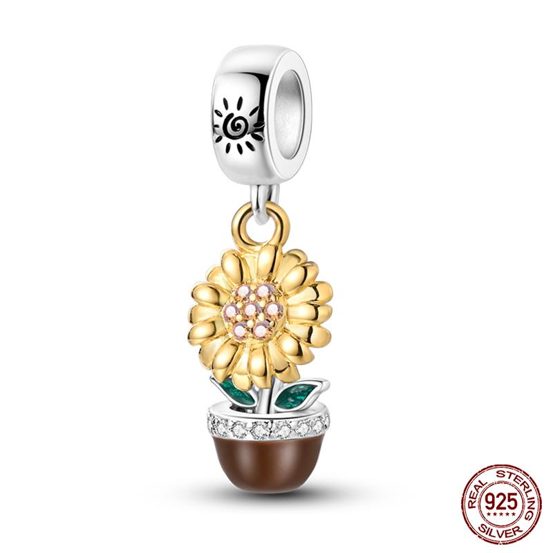 Copper Golden Series Star Moon Pyramid Sunflower Charms Beads Fit Qikaola Original Bracelet Luxury Diy Jewelry Gift