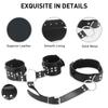 Leather Bondage Restraints Neck to Wrist Handcuffs Kit Nipple Clamps Gag Adjustable Restraint Straps Sex SM Toys For Couple