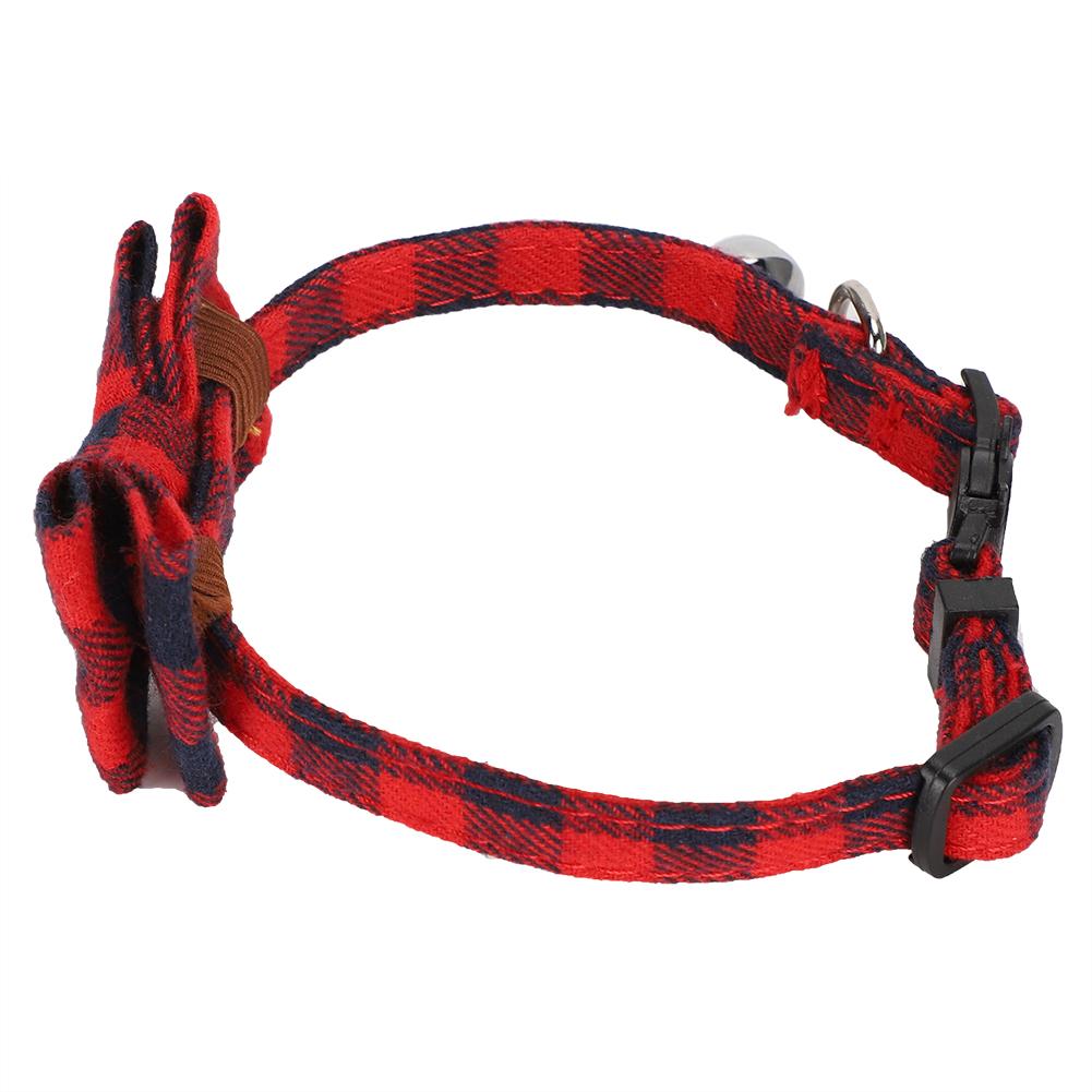 Cats Cute Bowknot Collars Plaid Tie Soft Cloth Bowtie with Bell Pets Decoration SuppliesRed