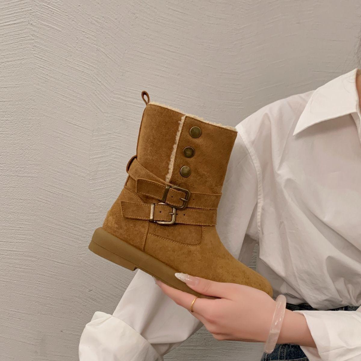 

Women s Large Size Soft Elastic Winter Warm Cold Padded Snow Boots Non-slip Wear Outdoor Leisure Sports Martin Cotton Boots 40