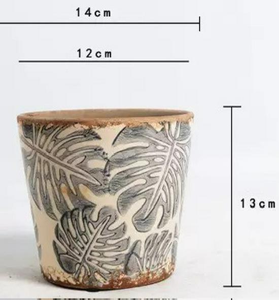 Retro Blue & White Distressed Ceramic Succulent Pot – Simple Decorative Vase for Green Plants & Flowers