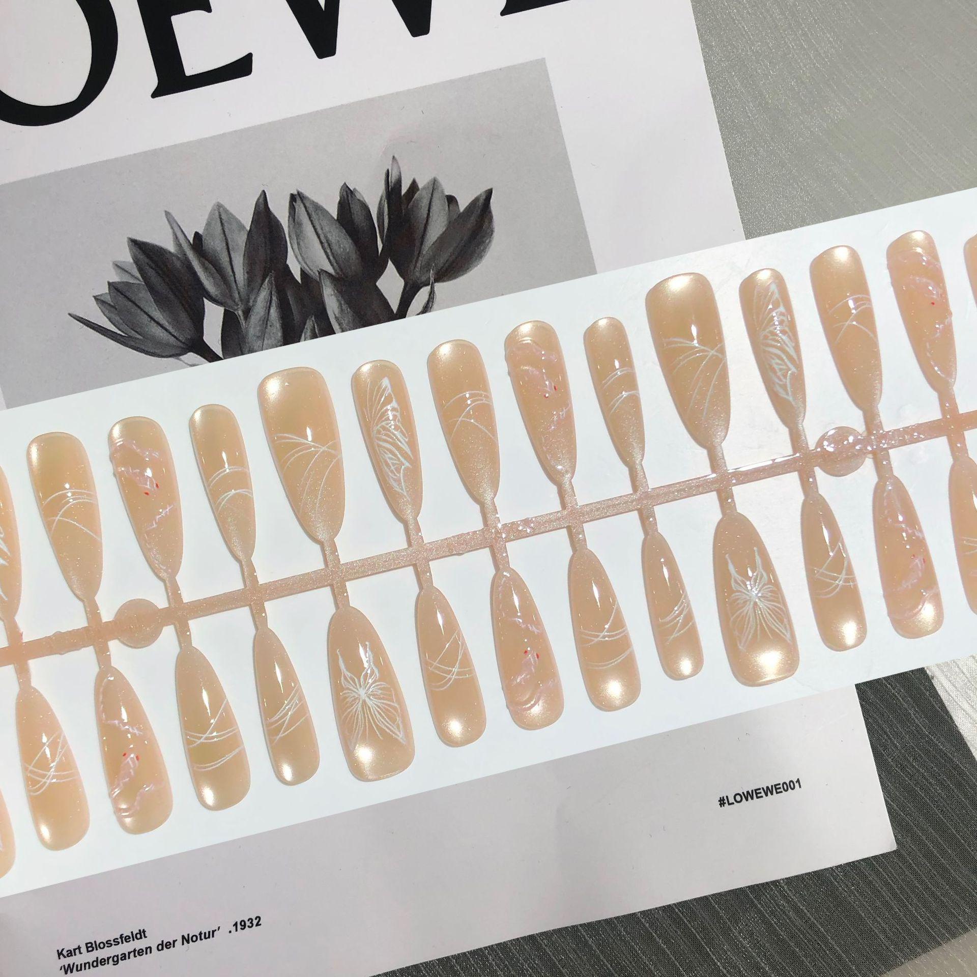 

Metallic Blue Butterfly Magic Mirror Press-On Nails with Crystal Cat Eye & Glitter Glacier Blue Y2K Stickers