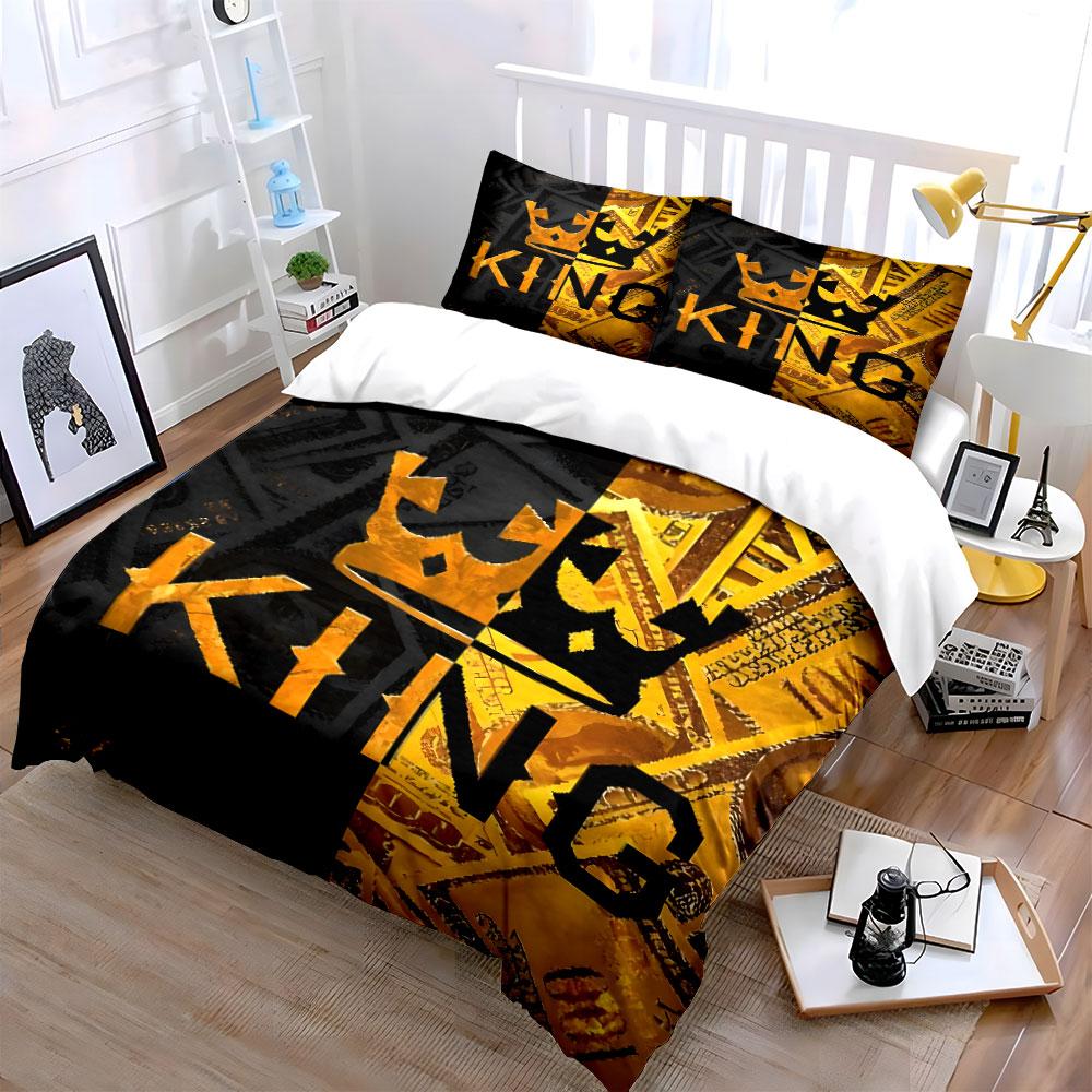 Crown and Money King Design Bedding Duvet Cover Set (1*Duvet Cover 2*Pillowcases, without duvet insert)