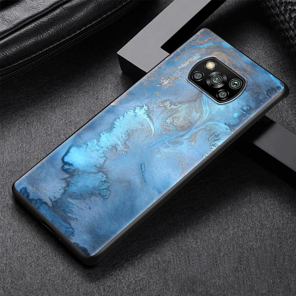 Granite Marble Luxury Case for Xiaomi Poco X3 NFC M3 M4 Pocophone F1 F3 Redmi Note 9s 9 8 10 Pro Black Soft Phone Cover Coque