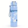 1PC Light blue rectangular band album print 750ml colorful plastic sports water bottle leakproof pop up lid with straw for outdoor work home use