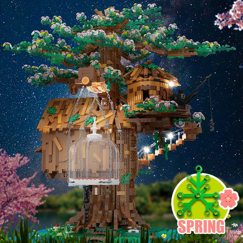 MOULD KING 16033 Kreativní hračky Dům na stromě MOC s LED díly Model Sestava Stavební bloky Cihly Dětské Vánoční dárky