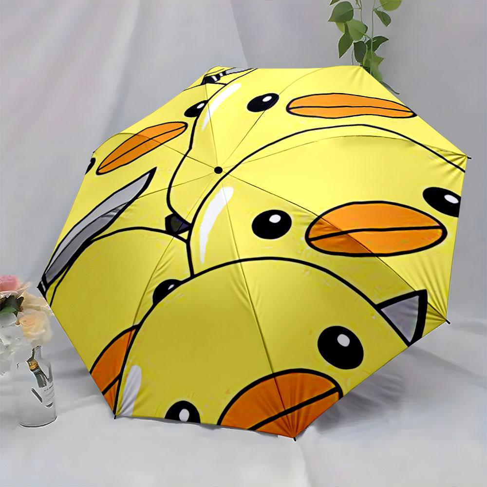 Modern Round Yellow Ducks Knives Yellow Elegant Pattern Umbrella