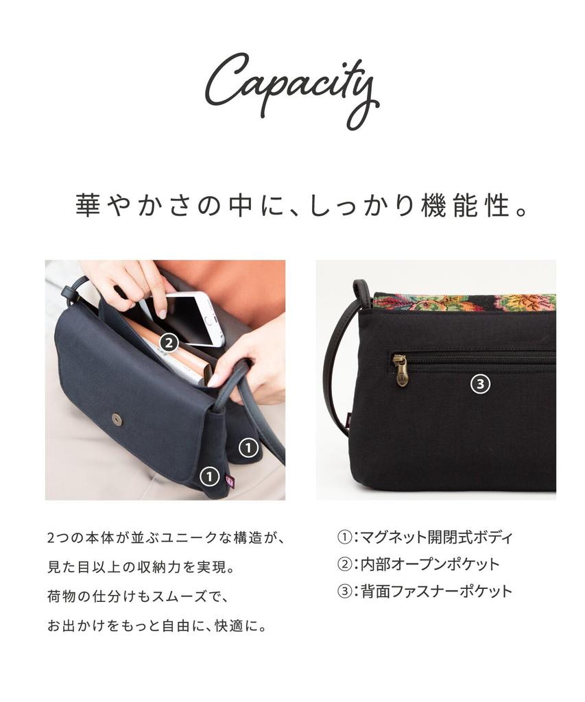 creare Kiki Women's Shoulder Bag, Small, Lightweight, Crossbody, Made in Japan, Japanese Style Gobelin Weave Pochette with Macaron Design, 2-Way,