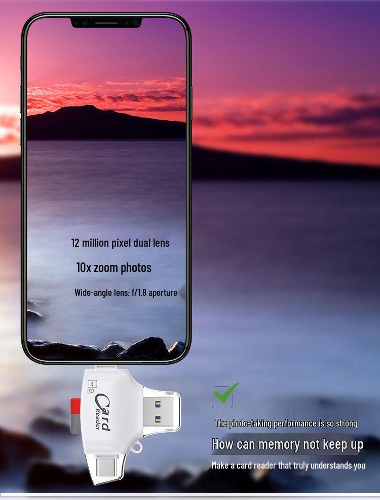 Dual-Port Metal Card Reader for Android, iOS, and Type-C Devices