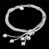 925 Sterling Silver Tassel Heart Charm Bracelet &Bangle For Women Girls Party Wedding Jewelry Pulseras Mujer Sl256