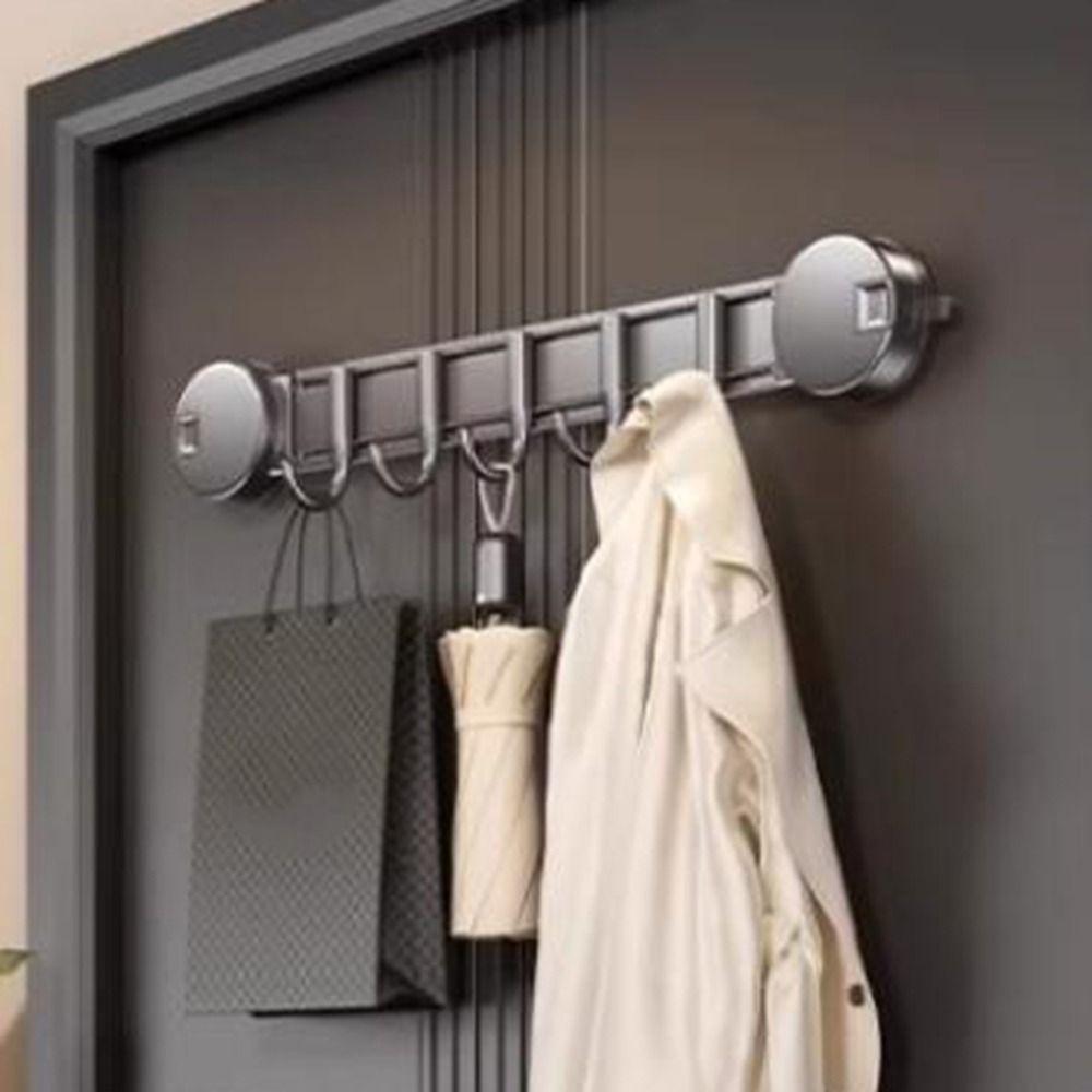 4/5/6 Hooks Vacuum Adsorption Hooks Simple Door Hanging Clothes Hook Robe Coat Hangers Bathroom