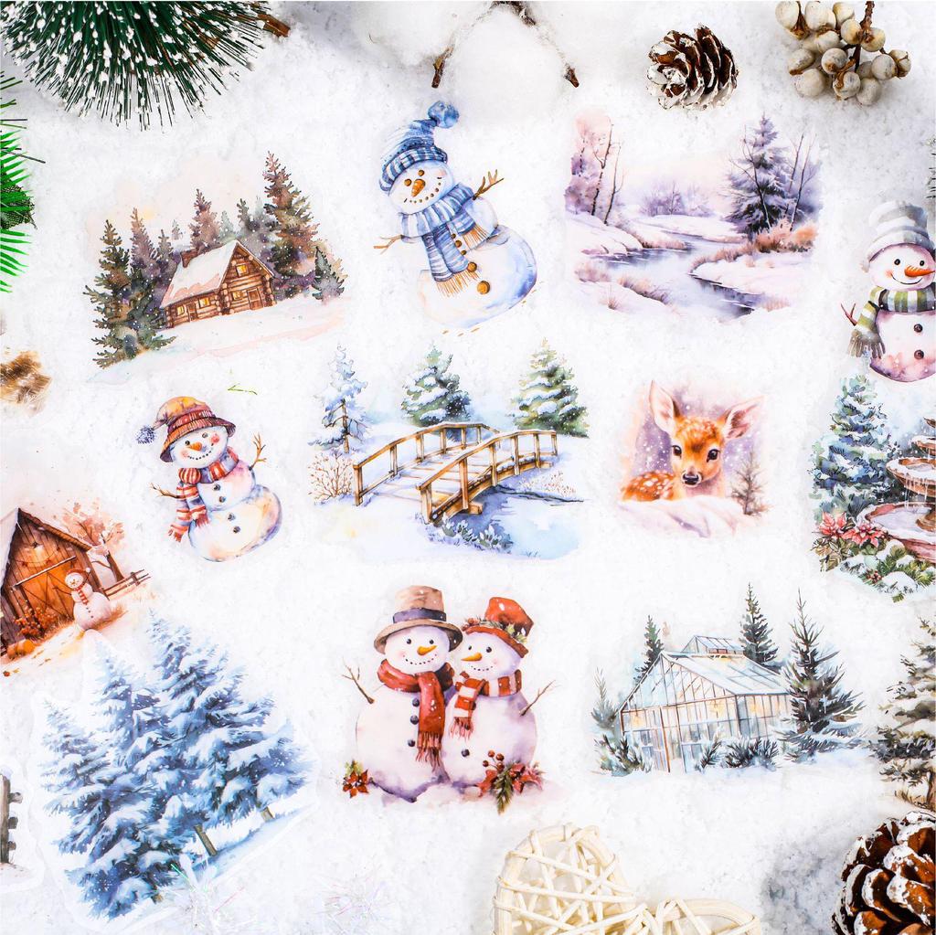 Winter Schnee DIY Collage Aufkleber - Weihnachten Journal Pack