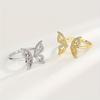 Stylish Copper Butterfly Ring with Rhinestone Zirconia Inlay